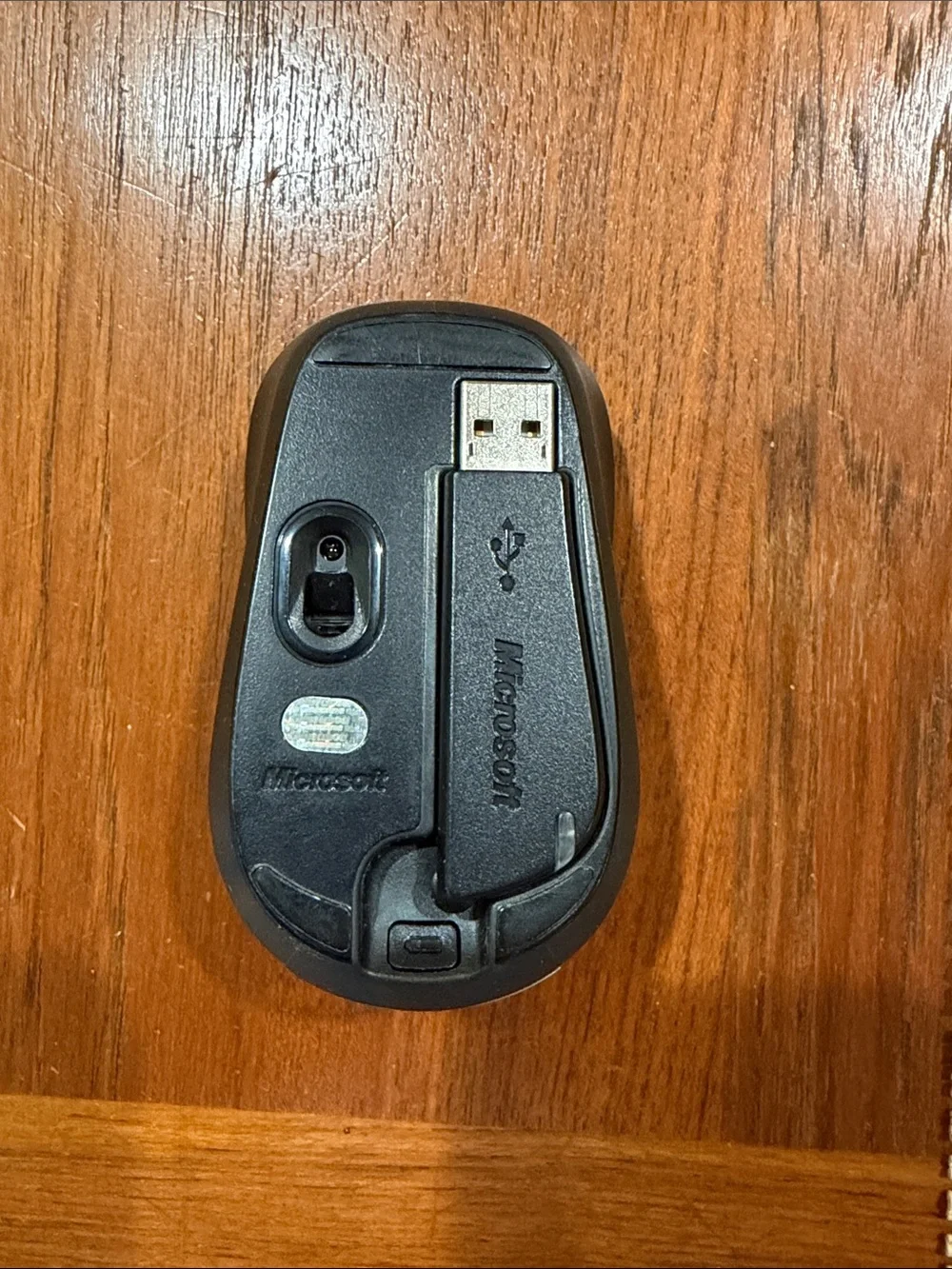 Microsoft Black and Silver Wireless Optical Mouse - Compact Ergonomic Design